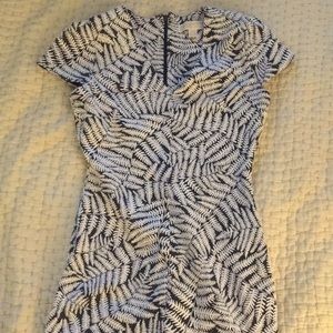 Michael Kors Blue Palm Leaf Dress - Size Small